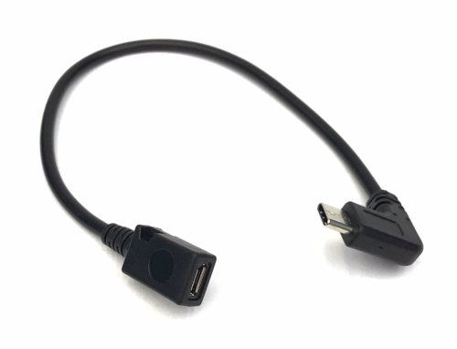 Micro USB Female to Type C Male R/A Short Cable